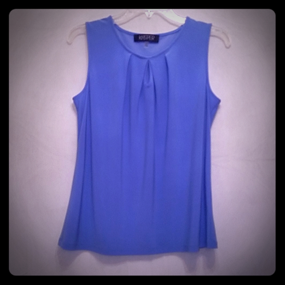 Kasper periwinkle sleeveless top with keyhole neck